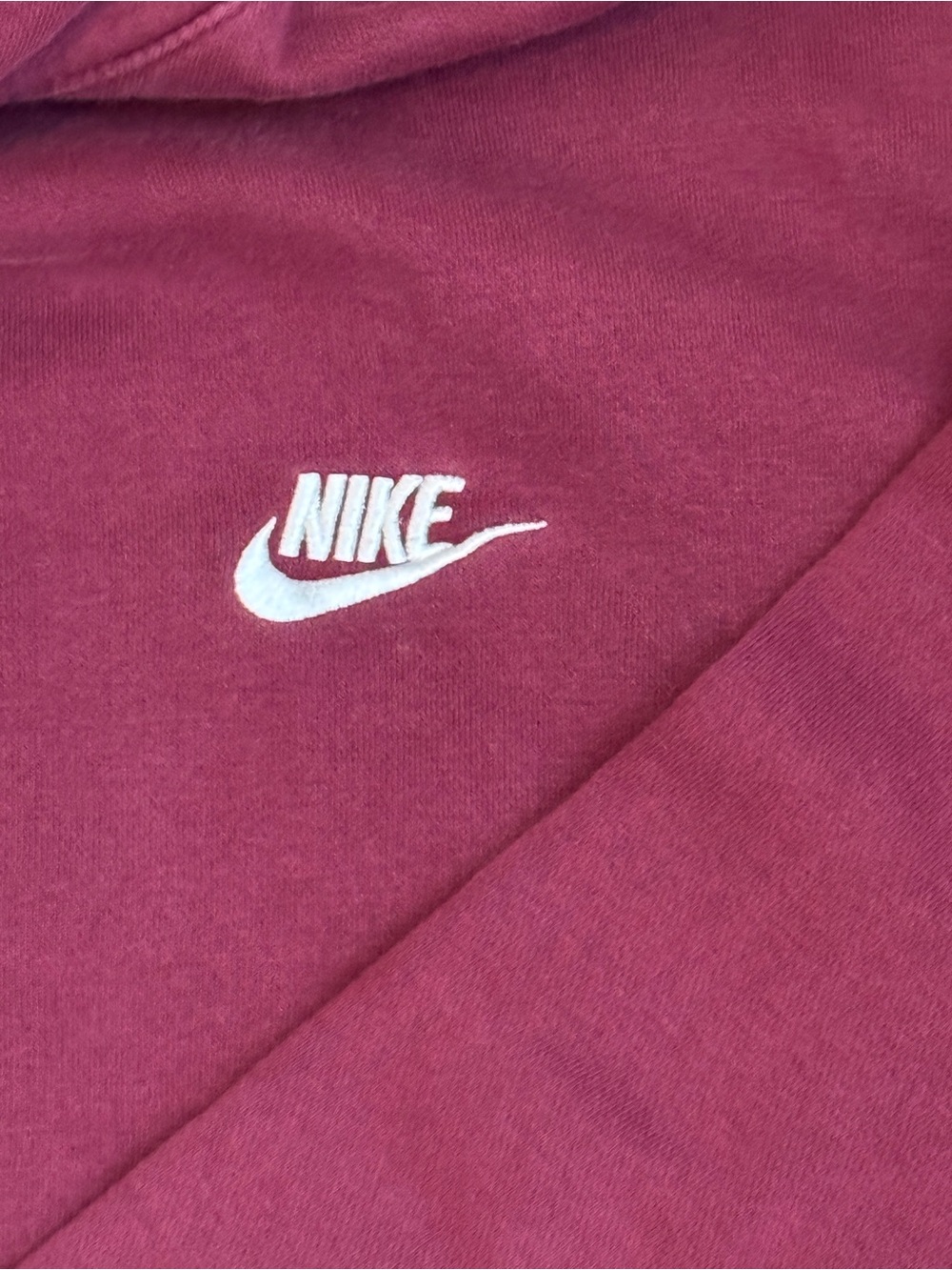 Nike Crewneck Hoodie in Burgundy with White Logo - Picture 2 of 3